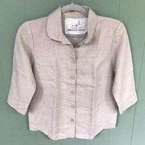 notPERFECTLINEN top natural LILLE linen collar SHIRT